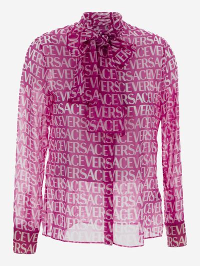 Versace Printed Silk Chiffon Shirt on SALE 